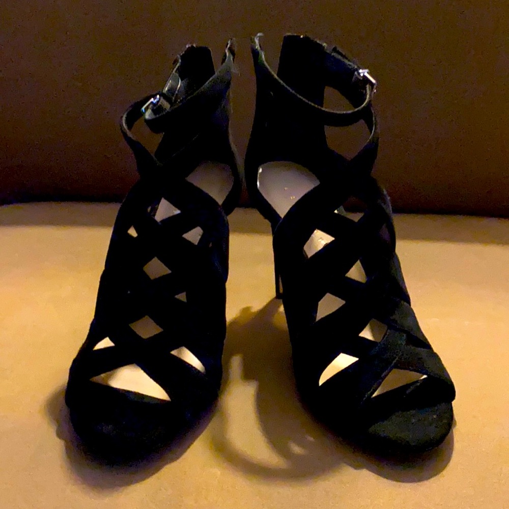 Lord & Taylor Black Suede Strappy Stilettos